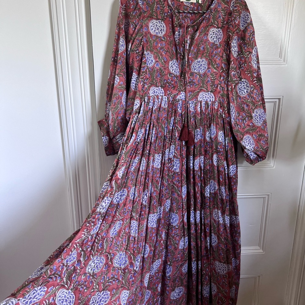 Dolma Mylah Floral Midi Dress Cotton Block Print - Picture 5 of 9